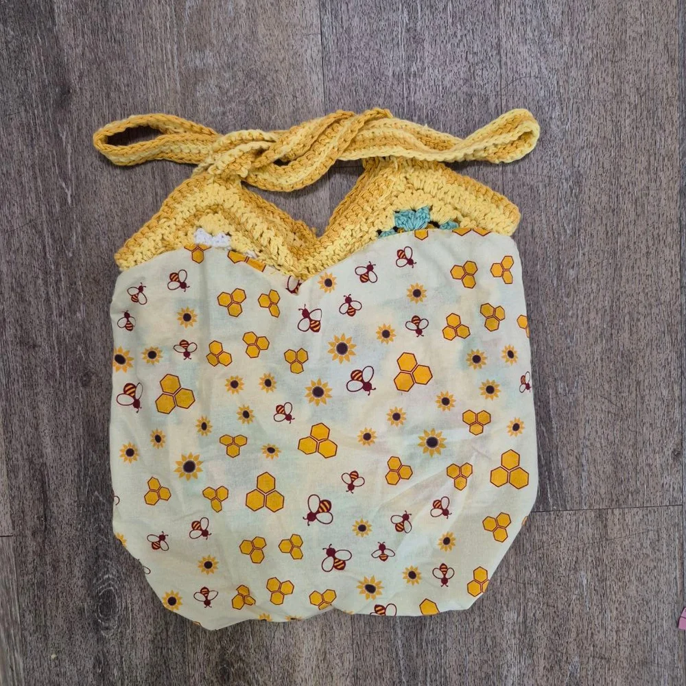 Crochet Tote Bag One Size Yellow Multi-color‎